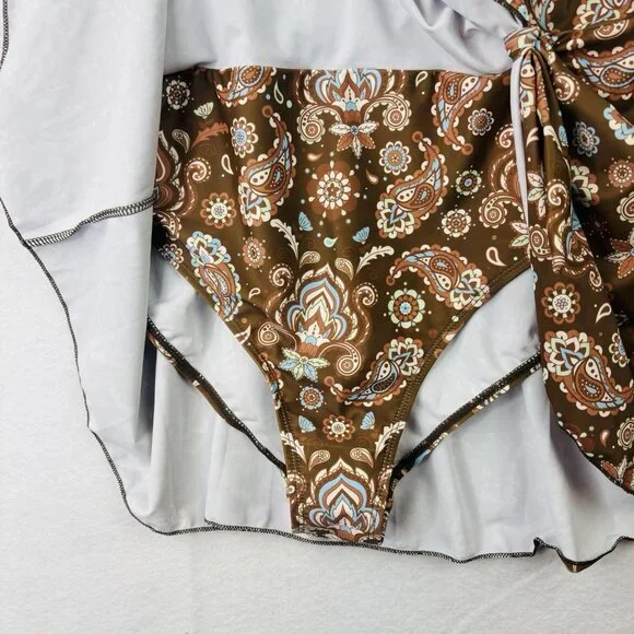 Eomenie One Piece Swimdress Swimsuit Size 2XL Tummy Control Brown Floral NWT - Picture 4 of 9